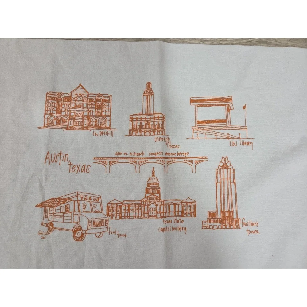 Austin‎ Texas Tea Towel Cotton Local Attractions Food Truck 26x26